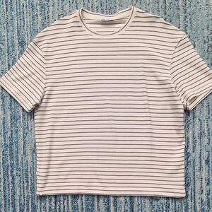 Zara Striped Cream and Olive Men's Shirt